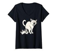 Femme Pas de chat en chemise de roi depuis 1776 en Amérique lors d'une manifestation patriotique T-Shirt avec Col en V