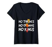 Femme Pas de couronnes, pas de trônes, pas de rois T-Shirt avec Col en V