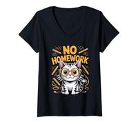 Femme Pas de devoirs de la Conception de l'école T-Shirt avec Col en V