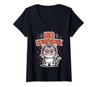Femme Pas de devoirs de Retour à l'école T-Shirt avec Col en V