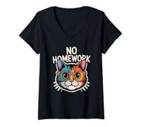 Femme Pas de devoirs de Retour à l'école T-Shirt avec Col en V