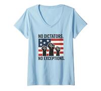 Femme Pas de dictateurs Pas d'exception - Défendre la démocratie T-Shirt avec Col en V