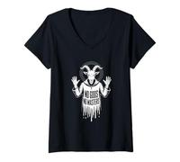 Femme Pas de Dieux, Pas de maîtres, chèvre Occulte, Baphomet, Anarchie T-Shirt avec Col en V