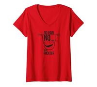 Femme Pas de Douleur, Pas de Gain Culturiste T-Shirt avec Col en V