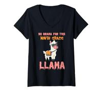 Femme Pas de Drame pour ce Lama de neuvième année, Une drôle de rentrée Scolaire T-Shirt avec Col en V