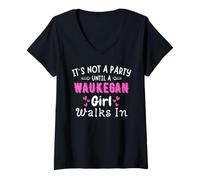 Femme Pas de fête avant qu'une fille de Waukegan ne marche dans le Midwest de l'Illinois T-Shirt avec Col en V