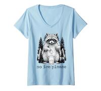 Femme Pas de Glace s'il Vous plaît Mème Raccoon drôle Humour Froid T-Shirt avec Col en V