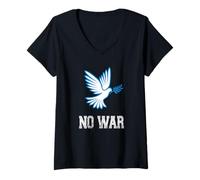 Femme Pas de guerre, colombe de la paix, anti-guerre T-Shirt avec Col en V