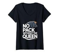 Femme Pas de Meute sans The Queen Alpha Wolf Fearless Alpha Girl T-Shirt avec Col en V
