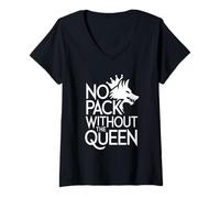Femme Pas de Meute sans The Queen Alpha Wolf Fearless Alpha Girl T-Shirt avec Col en V
