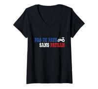 Femme Pas de Pays sans Paysan Soutien aux Agriculteurs Agriculture T-Shirt avec Col en V