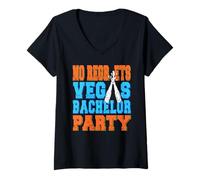 Femme Pas de Regrets Soirée de Célibataire à Vegas T-Shirt avec Col en V