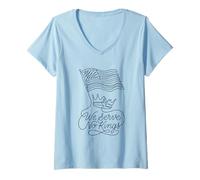 Femme Pas de Rois en Amérique, Nous ne servons Aucun Roi T-Shirt avec Col en V