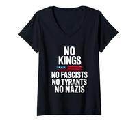 Femme Pas de rois, pas de fascistes, pas de tyrans, pas de nazis, pas de rois en Amérique T-Shirt avec Col en V