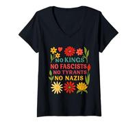 Femme Pas de rois, pas de fascistes, pas de tyrans, pas de nazis T-Shirt avec Col en V