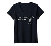 Femme Pas de Running Aujourd'hui Footing Course à Pied Coureur T-Shirt avec Col en V