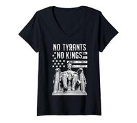 Femme Pas de tyrans, pas de rois, le président politique sarcastique Lincoln T-Shirt avec Col en V