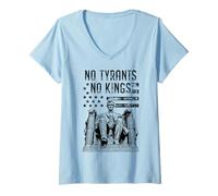 Femme Pas de tyrans, pas de rois, le président politique sarcastique Lincoln T-Shirt avec Col en V