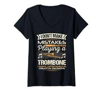 Femme Pas d'erreurs, Seulement des décisions créatives Tromboniste drôle T-Shirt avec Col en V