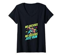Femme Pas d'excuses, il Suffit de Courir Un Design de Fitness motivant T-Shirt avec Col en V