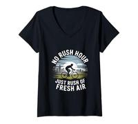 Femme Pas d'heure de pointe, juste une précipitation de vélo à l'air frais T-Shirt avec Col en V