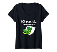 Femme Pas d'horaire Je suis à la Retraite Un Dinosaure endormi Amusant T-Shirt avec Col en V