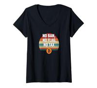 Femme Pas d'interdiction, pas de drapeau, pas de liberté fiscale, finance, puissance, bitcoin T-Shirt avec Col en V