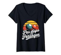 Femme Pas Dispo Jai Petanque French Boules Retro T-Shirt avec Col en V