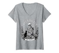 Femme Pas Fan des Gens. Introverti avec Le Chat T-Shirt avec Col en V