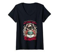 Femme Pas Maintenant, Le Père Noël, Je lis Funny Cat T-Shirt avec Col en V