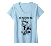 Femme Pas Maintenant Partenaire J'Ai Mal Au Ventre T-Shirt avec Col en V