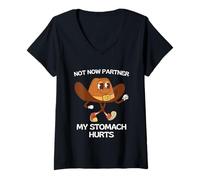 Femme Pas Maintenant Partenaire J'Ai Mal Au Ventre T-Shirt avec Col en V