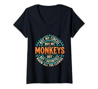 Femme Pas Mon Cirque, Pas Mes singes T-Shirt avec Col en V