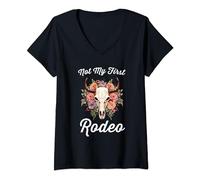 Femme Pas mon premier rodéo, jolie cowgirl Bogo Bison Steer T-Shirt avec Col en V