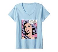 Femme Pas Mon problème, Fille du Pop Art T-Shirt avec Col en V