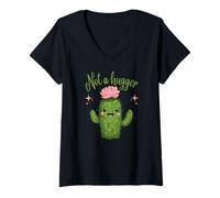 Femme Pas Un câlin, Humour Sarcastique, ne me Touche Pas, Mignon Cactus T-Shirt avec Col en V