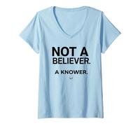 Femme Pas Un croyant, Un connaisseur, Alien Face Space T-Shirt avec Col en V