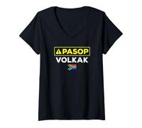 Femme Pasop Volkak Afrique du Sud Kak Drôle Phrase Afrikaans T-Shirt avec Col en V