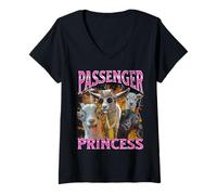 Femme Passenger Princess Funny Goat Adult Humour Bootleg Graphic T-Shirt avec Col en V