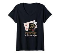 Femme Passeport et Provocation T-Shirt avec Col en V
