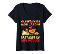 Femme Passer Du Temps Avec Mes Poules Farmer Fermier Cadeau T-Shirt avec Col en V
