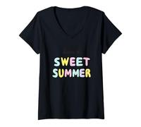 Femme Passez Un bel été et amusez-Vous Bien T-Shirt avec Col en V