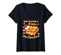 Femme Passez Un Joyeux Petit Noël au Fromage grillé T-Shirt avec Col en V