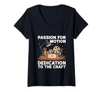 Femme Passion For Motion Dédicace à l'Animation Craft Animate T-Shirt avec Col en V