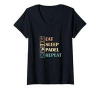 Femme Passion in The Loop Eat Sleep Padel Repeat T-Shirt avec Col en V
