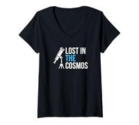 Femme Passionné d'astronomie Lost in The Cosmos T-Shirt avec Col en V