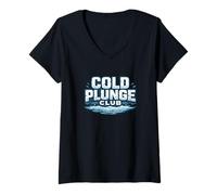 Femme Passionné de Bain de Glace Cold Plunge Club T-Shirt avec Col en V