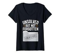 Femme Passionné de Cold Case True Crime and Unsolved Mystery Lover T-Shirt avec Col en V