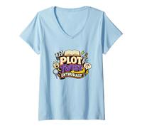 Femme Passionné de Livres Amusants et d'histoires de Plot Twist T-Shirt avec Col en V