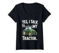 Femme Passionné de réparation d'équipements agricoles vintage de restauration de tracteurs T-Shirt avec Col en V